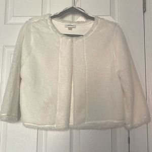 Calvin Klein, faux fur dress jacket, white, size M. NWT